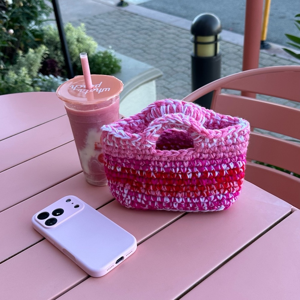 Pink Crochet Handbag